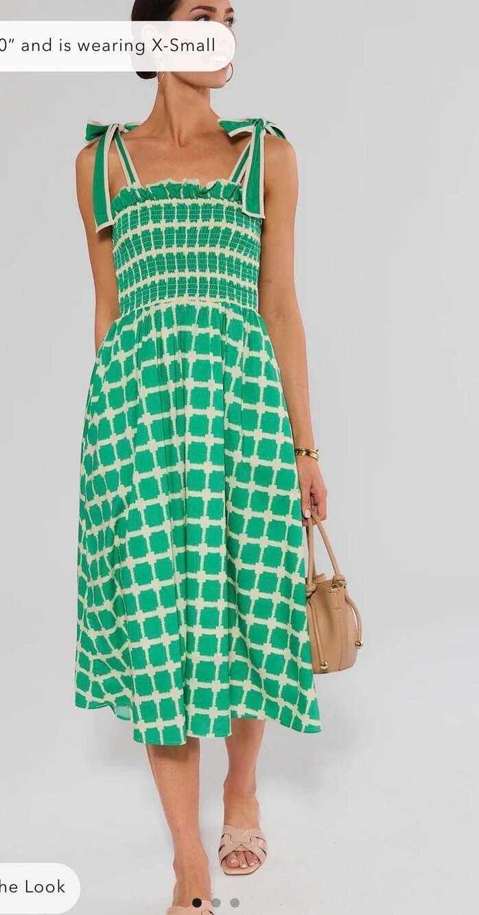 Avara Talia Green Printed Midi Dress